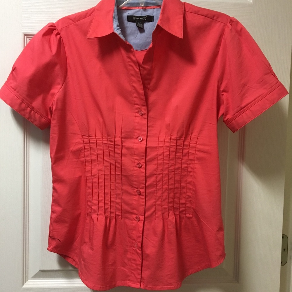 Coral button down blouse, size S - Picture 2 of 3